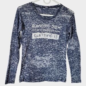 🟢2028 * One More Mile Running Slow Graphic Long Sleeve Tee Blue Size S NWT